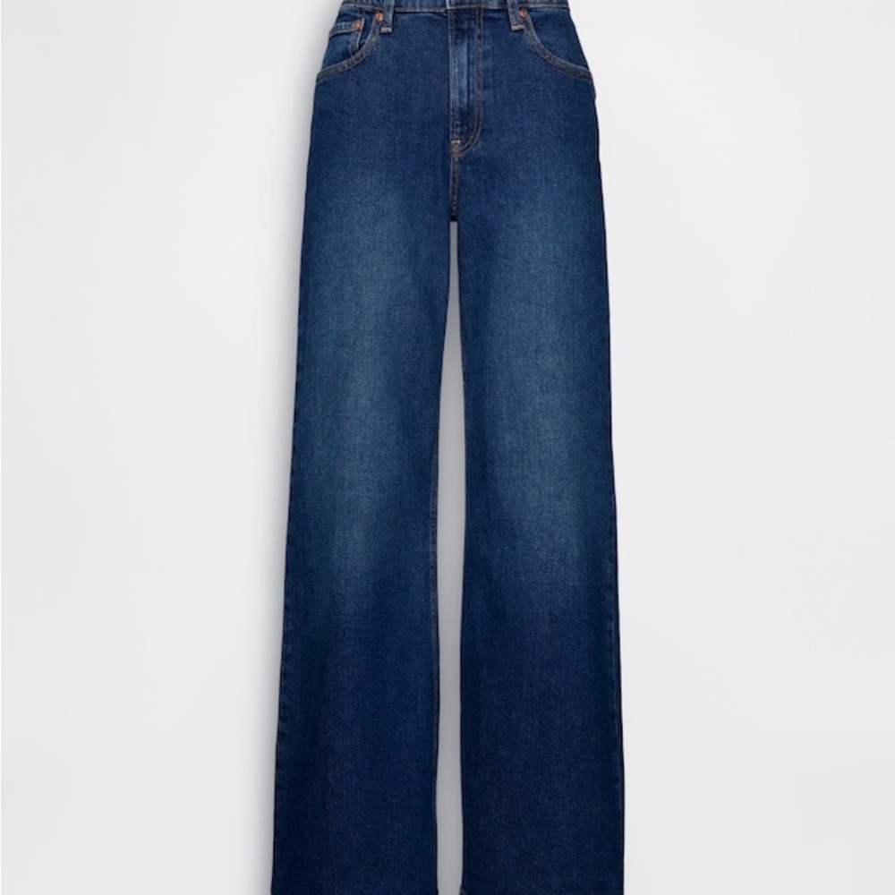 GAP Women's Wide-Leg Dark Indigo High Rise Stride Jeans